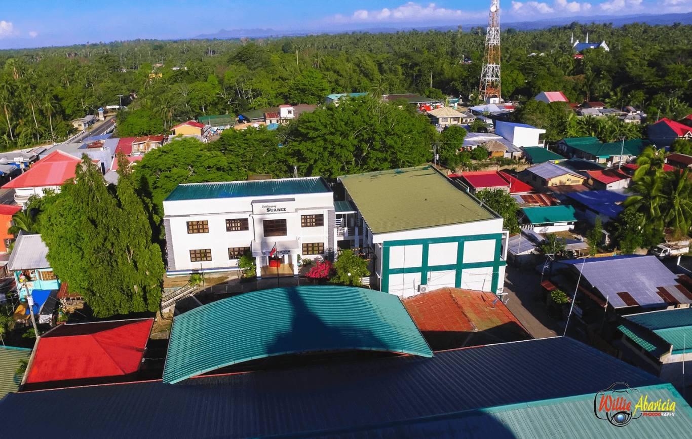 Aerial view of the municipality center in Agdangan